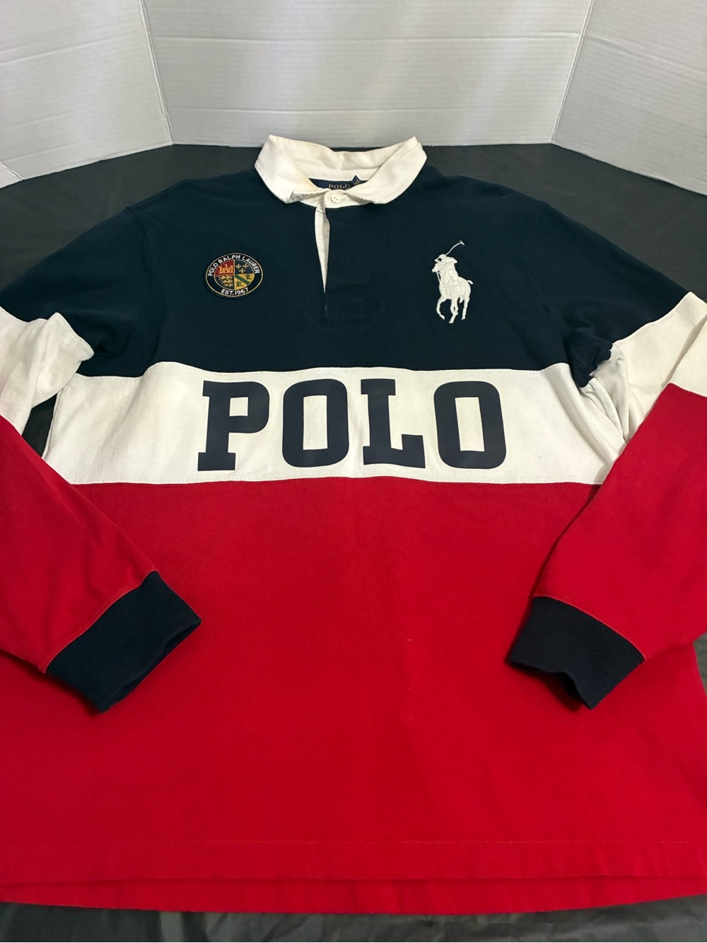 Polo by Ralph Lauren Men's Colorblock Rugby - Navy/White/Red